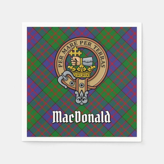 Clan MacDonald Crest over Tartan Servet (Voorkant)