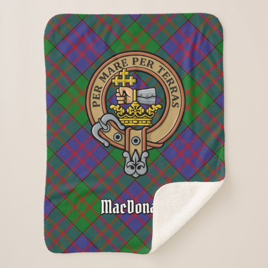 Clan MacDonald Crest over Tartan Sherpa Deken (Voorkant)