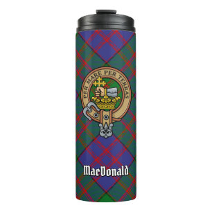 Clan MacDonald Crest over Tartan Thermosbeker