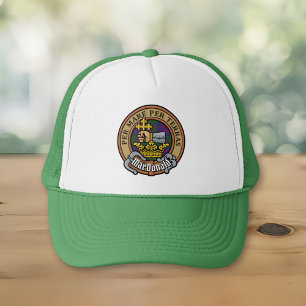 Clan MacDonald Crest over Tartan Trucker Hat Pet