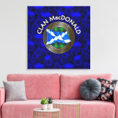 Clan MacDonald Crest & Tartan Knot op Thistle Canvas Afdruk (Insitu (Woonkamer))