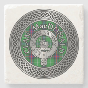 Clan MacDonald Crest & Tartan Knot Stenen Onderzetter