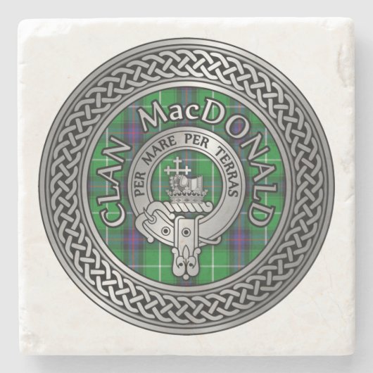 Clan MacDonald Crest & Tartan Knot Stenen Onderzetter (Voorkant)