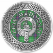 Clan MacDonald Crest & Tartan Knot Sticker (Voorkant)