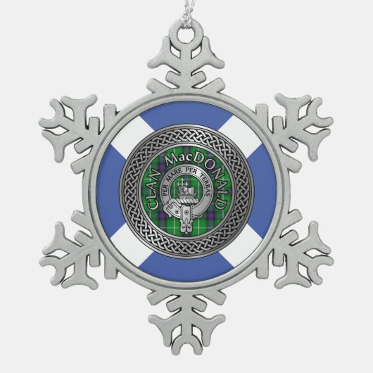 Clan MacDonald Crest & Tartan Knot Tin Sneeuwvlok Ornament (Voorkant)