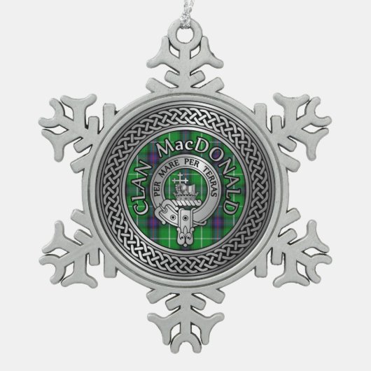 Clan MacDonald Crest & Tartan Knot Tin Sneeuwvlok Ornament (Voorkant)