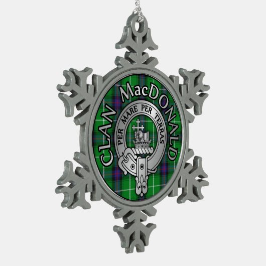 Clan MacDonald Crest & Tartan Tin Sneeuwvlok Ornament (Links)