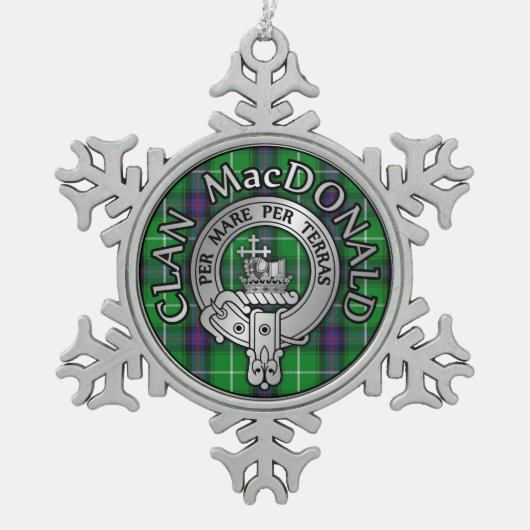Clan MacDonald Crest & Tartan Tin Sneeuwvlok Ornament (Voorkant)