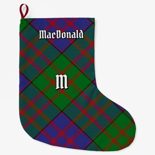 Clan MacDonald Tartan Kerstmis stoppen Grote Kerstsok (Voorkant)