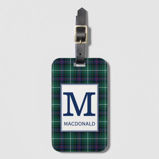 Clan MacDonald Tartan Monogrammed Bagagelabel (Voorkant (verticaal))