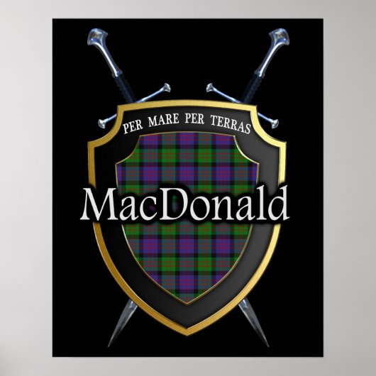 Clan MacDonald Tartan Scottish Shield & Swords Poster (Voorkant)