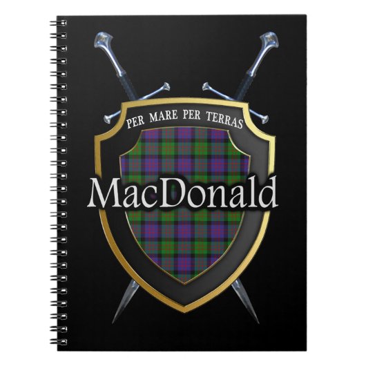 Clan MacDonald Tartan Shield & Swords Notitieboek (Voorkant)