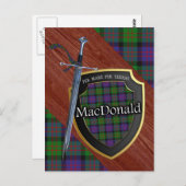 Clan MacDonald Tartan Sword & Shield Briefkaart (Voorkant / Achterkant)