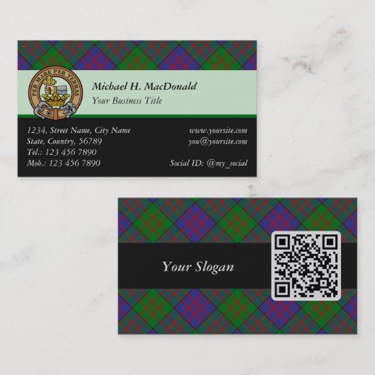 Clan MacDonald Tartan Visitekaartje (Voorkant / Achterkant)