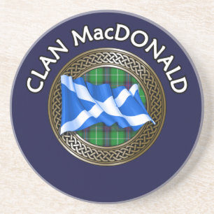 Clan MacDonald Tartan & Vlag Zandsteen Onderzetter