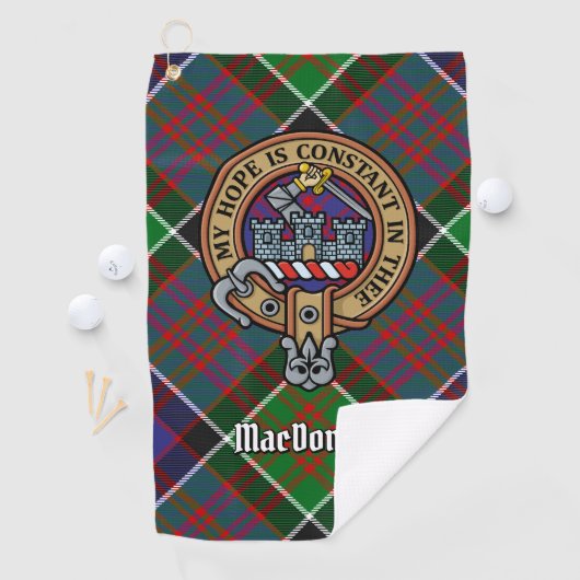 Clan MacDonald van Clanranald Crest Golf Towel Golfhanddoek (Insitu)