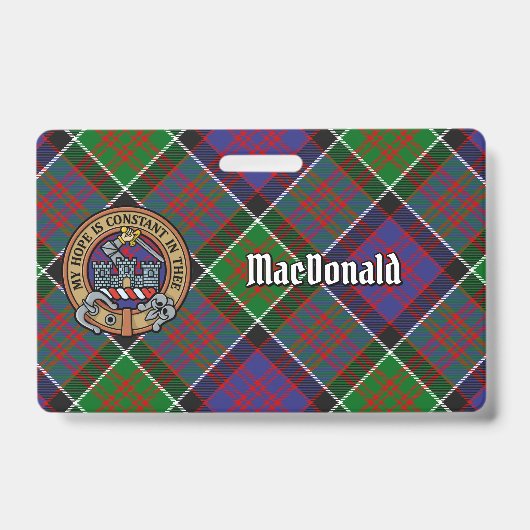 Clan MacDonald van Clanranald Crest over Tartan Badge (Voorzijde)