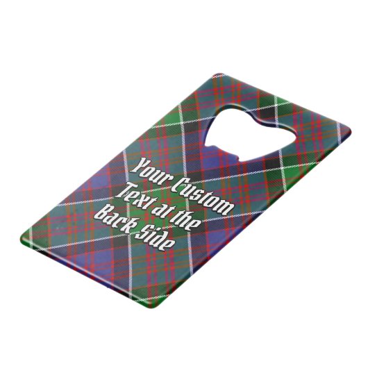 Clan MacDonald van Clanranald Crest over Tartan Creditkaart Flessenopener (Achterkant Gekanteld)