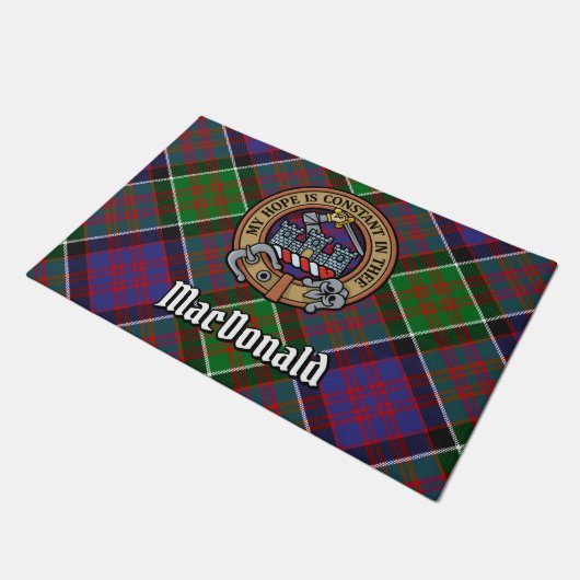 Clan MacDonald van Clanranald Crest over Tartan Deurmat (Schuin)