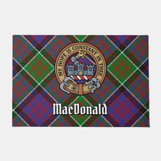Clan MacDonald van Clanranald Crest over Tartan Deurmat (Voorkant)