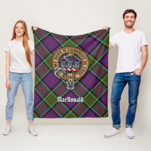 Clan MacDonald van Clanranald Crest over Tartan Fleece Deken