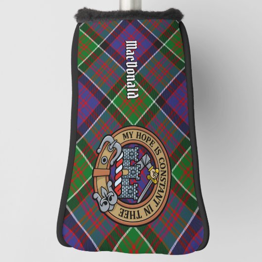 Clan MacDonald van Clanranald Crest over Tartan Golfheadcover (Draai 90)