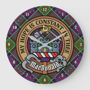 Clan MacDonald van Clanranald Crest over Tartan Grote Klok