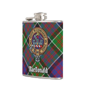 Clan MacDonald van Clanranald Crest over Tartan Heupfles (Links)