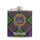 Clan MacDonald van Clanranald Crest over Tartan Heupfles (Voorkant)
