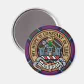 Clan MacDonald van Clanranald Crest over Tartan Magneet (Voorkant / Achterkant)