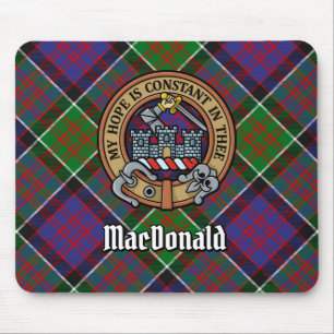 Clan MacDonald van Clanranald Crest over Tartan Muismat