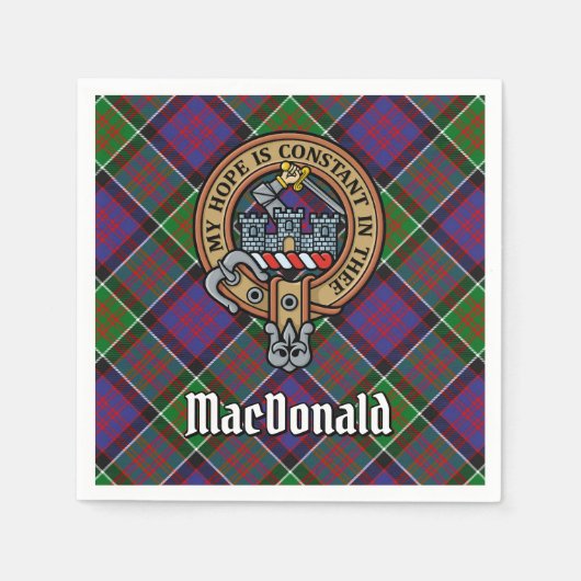 Clan MacDonald van Clanranald Crest over Tartan Servet (Voorkant)