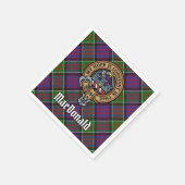 Clan MacDonald van Clanranald Crest over Tartan Servet (Hoek)