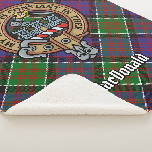 Clan MacDonald van Clanranald Crest over Tartan Sherpa Deken (3/4)