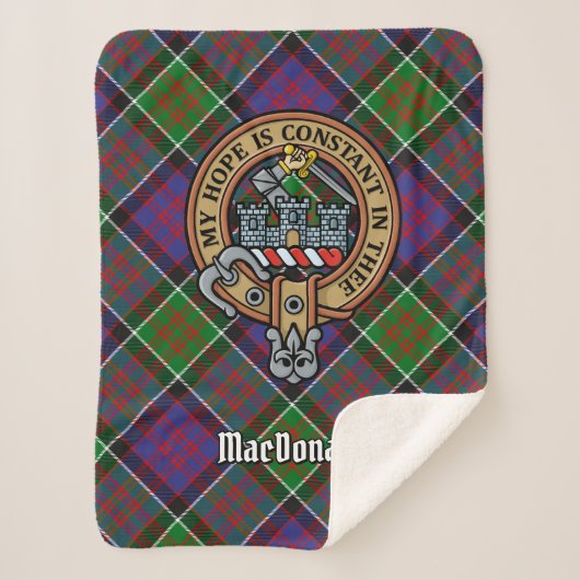 Clan MacDonald van Clanranald Crest over Tartan Sherpa Deken (Voorkant)