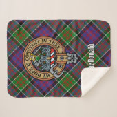 Clan MacDonald van Clanranald Crest over Tartan Sherpa Deken (Voorkant (horizontaal))
