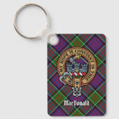 Clan MacDonald van Clanranald Crest over Tartan Sleutelhanger (Voorkant)