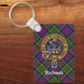 Clan MacDonald van Clanranald Crest over Tartan Sleutelhanger (Voorkant)