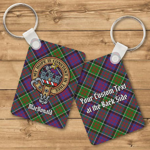 Clan MacDonald van Clanranald Crest over Tartan Sleutelhanger
