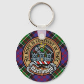Clan MacDonald van Clanranald Crest over Tartan Sleutelhanger (Voorkant)