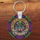 Clan MacDonald van Clanranald Crest over Tartan Sleutelhanger (Voorkant)