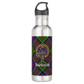 Clan MacDonald van Clanranald Crest over Tartan Waterfles (Voorkant)
