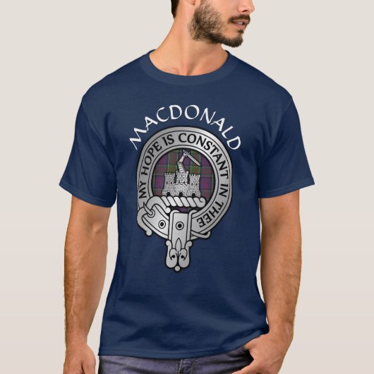 Clan MacDonald van Clanranald Crest & Tartan T-Shi T-shirt (Voorkant)