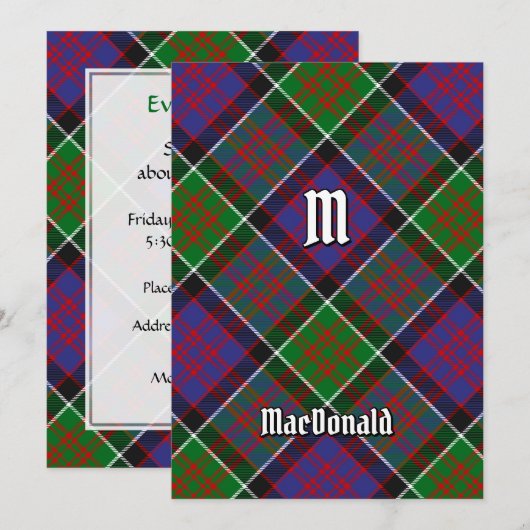 Clan MacDonald van Clanranald Tartan Uitnodiging (Voorkant / Achterkant)