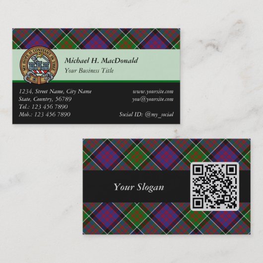 Clan MacDonald van Clanranald Tartan Visitekaartje (Voorkant / Achterkant)
