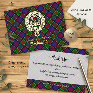 Clan MacDonald van Clanranald Wapen over Tartan Folie Uitnodiging Briefkaart