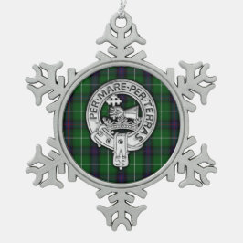 Clan MacDonald van de Isles Crest & Tartan Tin Sneeuwvlok Ornament