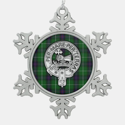 Clan MacDonald van de Isles Crest & Tartan Tin Sneeuwvlok Ornament (Voorkant)