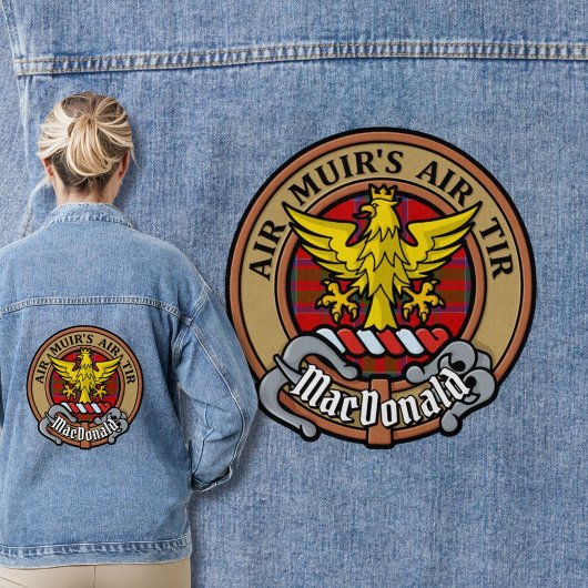 Clan MacDonald van Keppoch Crest over Tartan Denim Jacket