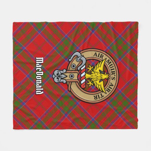 Clan MacDonald van Keppoch Crest over Tartan Fleece Deken (Voorkant (Horizontaal))